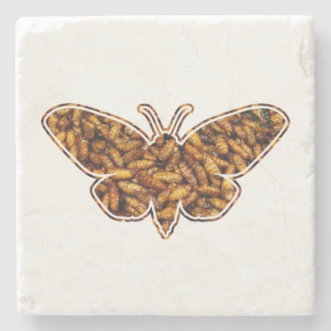 Bombyx Mori Silk Moth Life Cycle Silhouette Steinuntersetzer (Vorderseite)