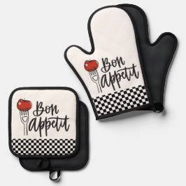 Bon Appetit Design Oven Mitt & Pot Holder Set