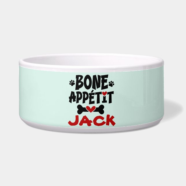 Bön Appetit Dog Bowl mit Namen Napf (Vorderseite)