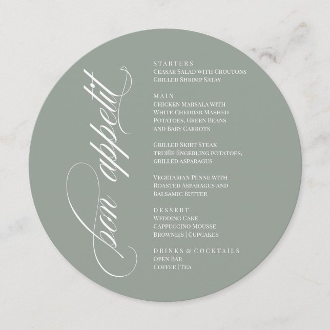 Bon Appetit elegant Menu (Devant)