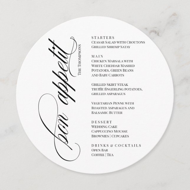 Bon Appetit elegant Menu  (Devant)