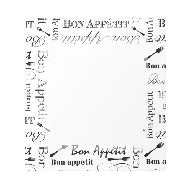 Bon Appetit Gourmet Koch Elegantes Muster Notizblock (Vorderseite)