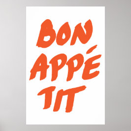 Bon Appetit handgeschriebene Orangentypografie Poster