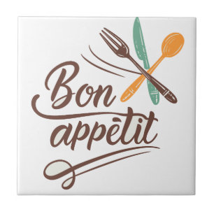 Bon Appétit Kitchen Deco Cutlery Illustration Fliese