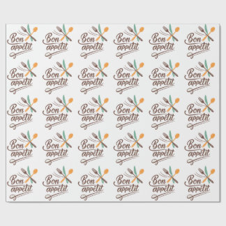Bon Appétit Kitchen Deco Cutlery Illustration Geschenkpapier