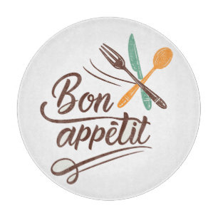 Bon Appétit Kitchen Deco Cutlery Illustration Schneidebrett