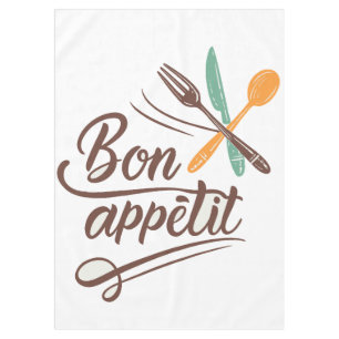Bon Appétit Kitchen Deco Cutlery Illustration Tischdecke
