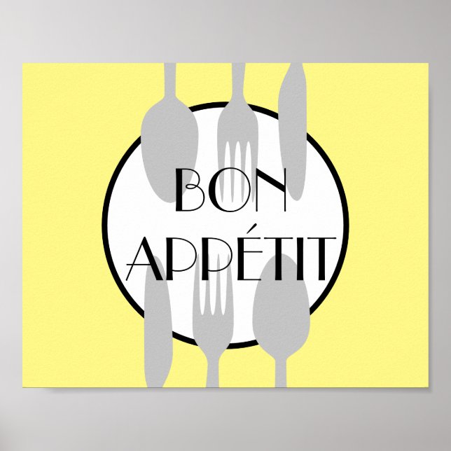 bon appetit  kitchen quote bold modern chic poster (Vorne)