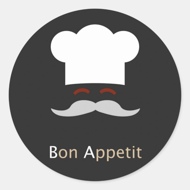 Bon Appetit Koch Runder Aufkleber (Vorderseite)
