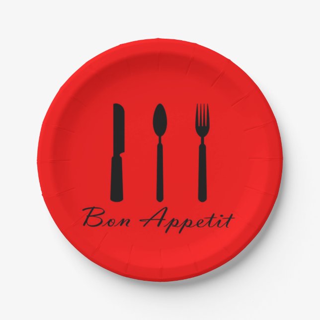 Bon Appetit Red and Black Paper Teller (Vorderseite)