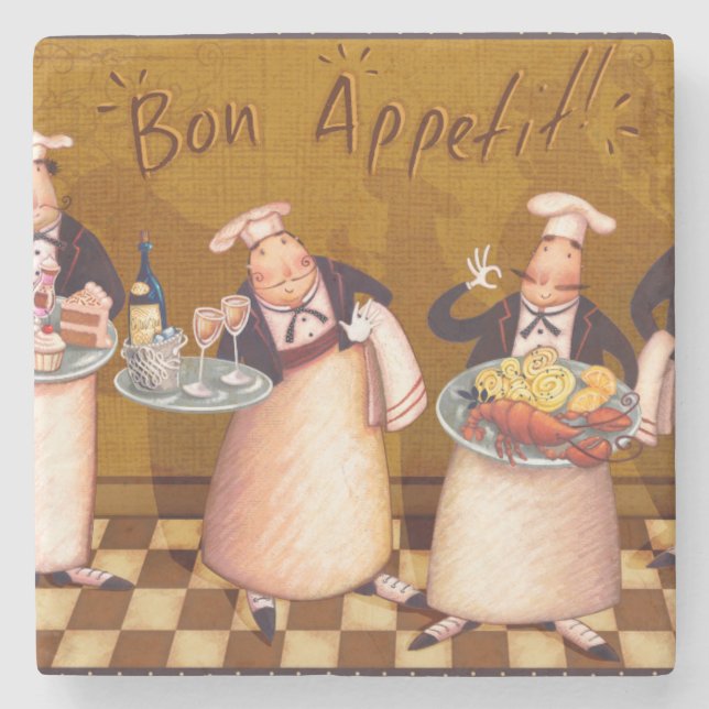 Bon Appétit Steinuntersetzer (Vorderseite)
