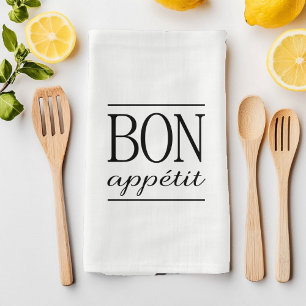 BON APPETIT Typografie Foodie-Zitat Geschirrtuch