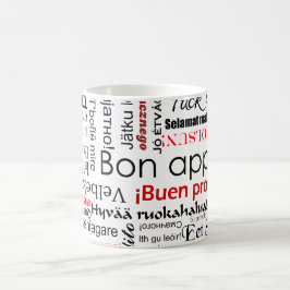 Bon appetit viele in der unterschiedlichen kaffeetasse