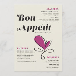 Bon Appetit Wedding Dinner Cream Magenta Menükarte