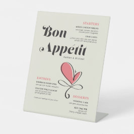 Bon Appetit Wedding Dinner Lachs Herz Pedestal Sockelschild