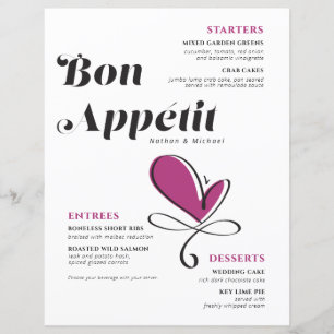 Bon Appetit Wedding Dinner Menü