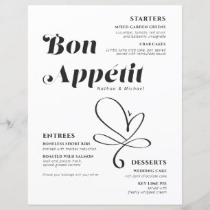Bon Appetit Wedding Dinner Schwarz-weiß Paper