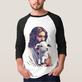 Bon Berger : Jésus avec l'agneau Raglan T-shirt