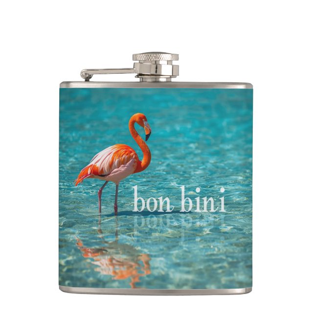 bon bini Flamingos Flachmann (Vorderseite)