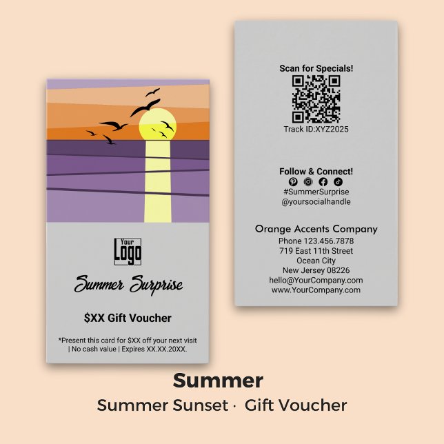 Bon cadeau de format Sunset Portrait d'été (Summer Sunset Portrait Format Gift Voucher)