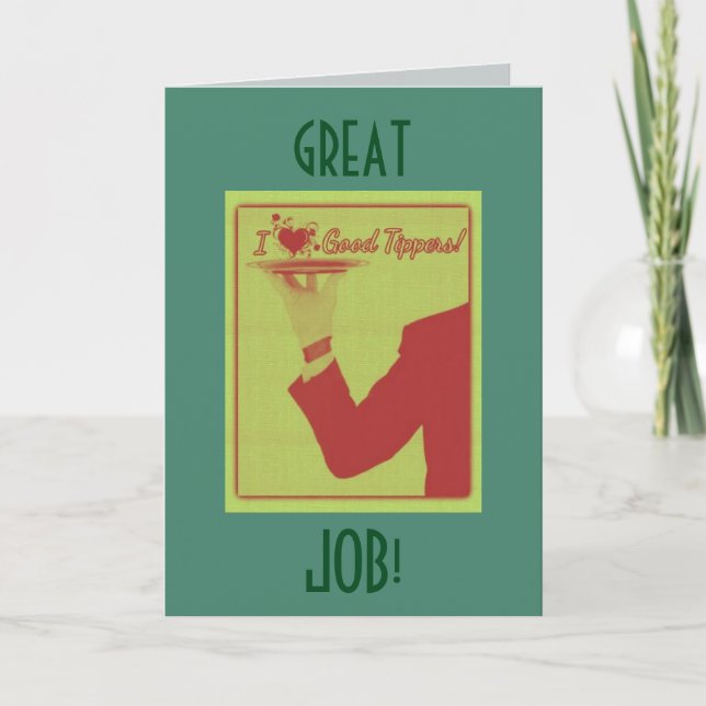Bon Carte de remerciements Tippers pour serveurs. (Devant)