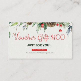 Bon carte de visite 100 $