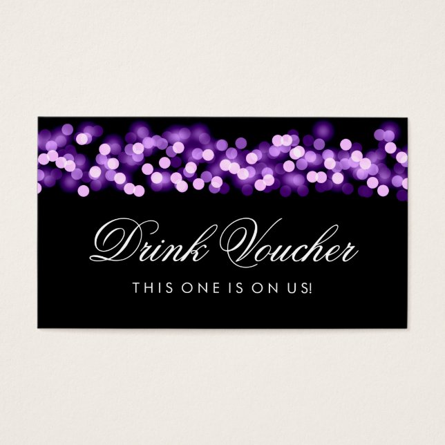 Bon de boisson mariage violet glam Hollywood (Devant)