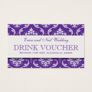 Bon de boisson Purple Mariage damassé à la récepti
