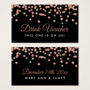 Bon de boisson Rose Gold Faux Parties scintillant 