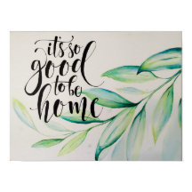 Bon d'être poster chez soi avec feuilles aquarelle