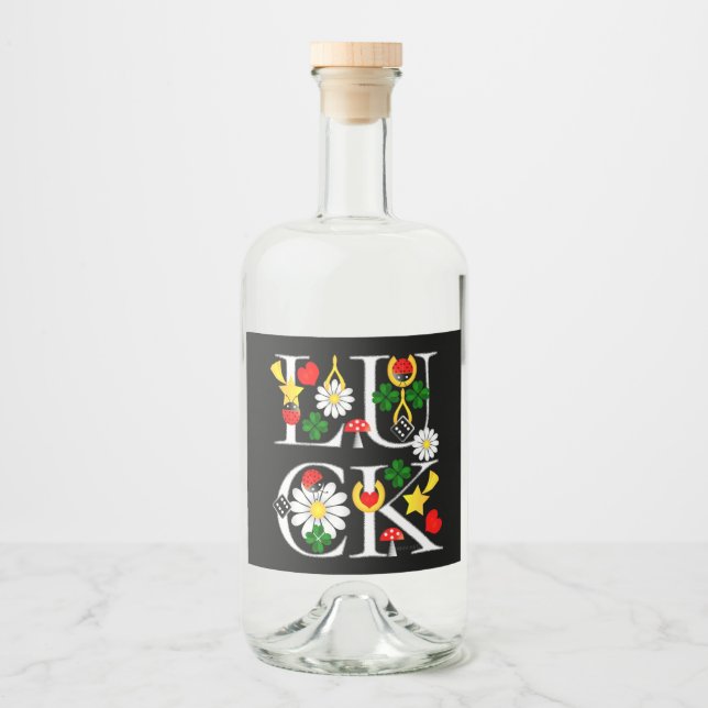 Bon Étiquette de bouteille de chance (Devant)