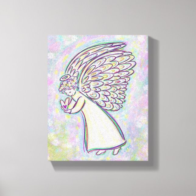 Bon Gardien Ange Peinture Toile Enveloppée Art (Recto)