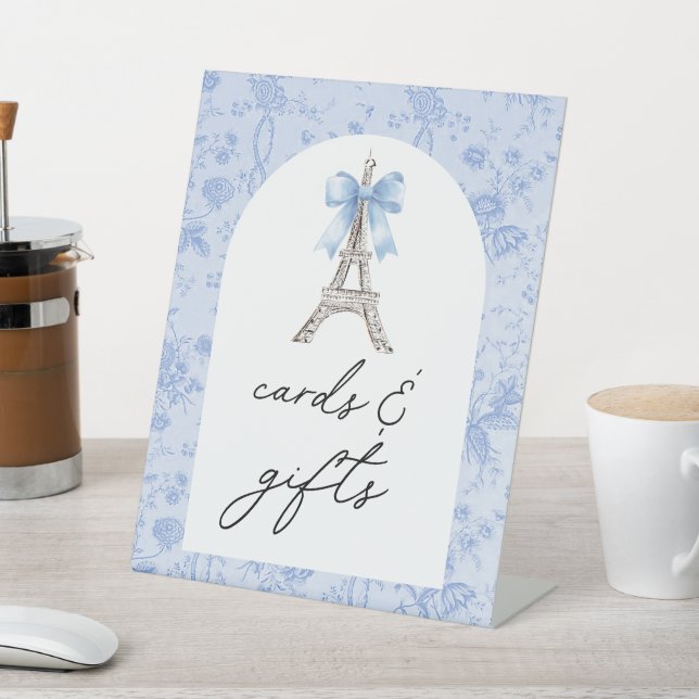Bon Jour Be Blue Toile Bücher und Geschenke Sockelschild (In SItu)