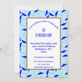 Bön-Party mit blauem Schirmmuster Einladung