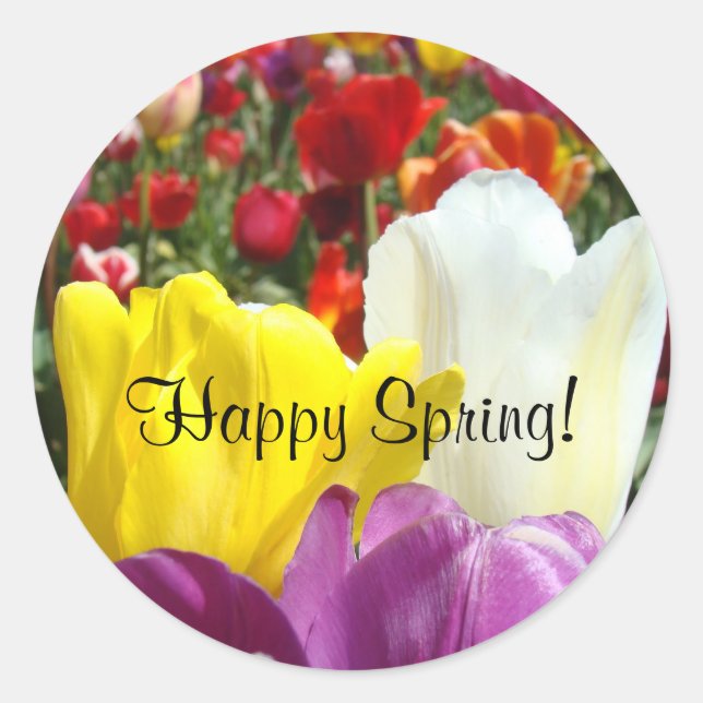 Bon Printemps! autocollants Fleurs de tulipes colo (Devant)