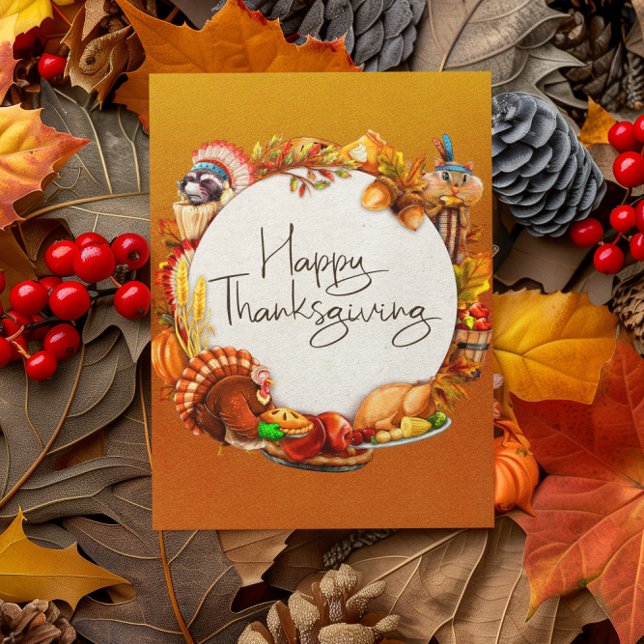 Bon thanksgiving Carte de voeux Animaux Turquie (Créateur téléchargé)