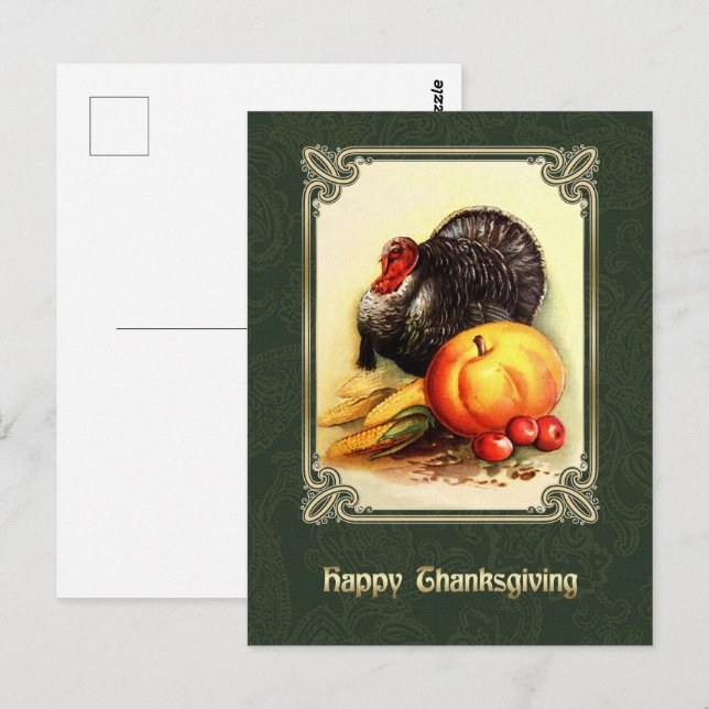 Bon thanksgiving. Carte postale Art vintage (Devant / Derrière)
