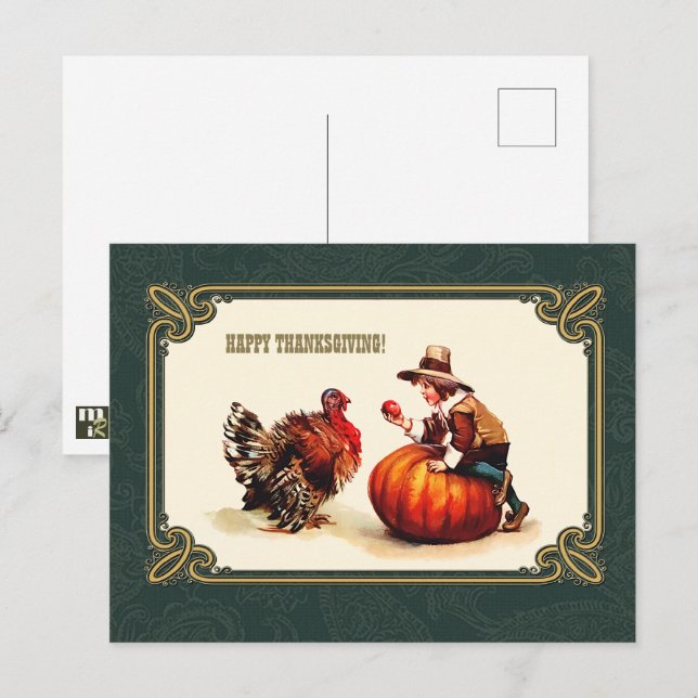 Bon thanksgiving. Cartes postales de conception vi (Devant / Derrière)