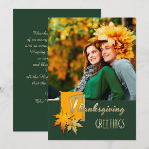 Bon thanksgiving. Chute du Carte photo Feuille