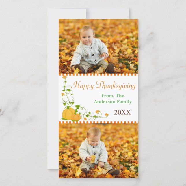 Bon thanksgiving Citrouille 2 Photos - Carte photo (Devant)
