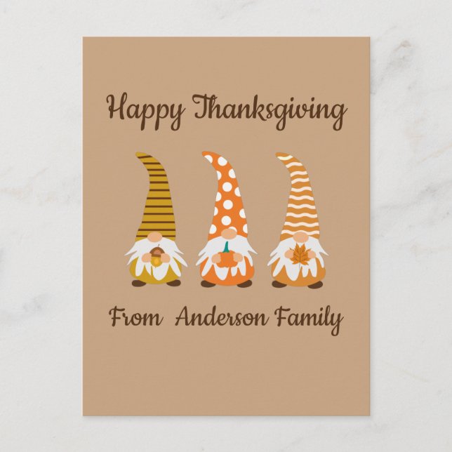 Bon thanksgiving Funny Gnomes Carte de vacances (Devant)