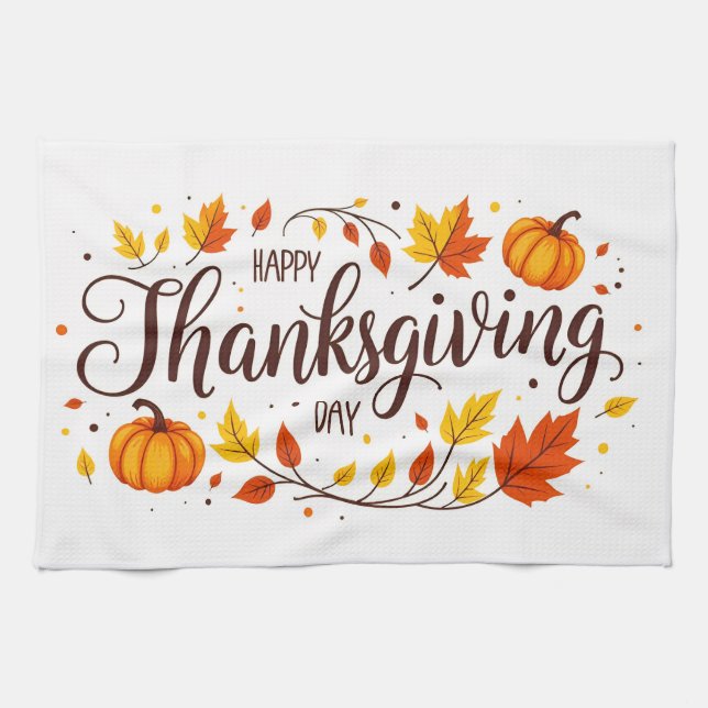 Bon thanksgiving Jour Cuisine Blanche Serviette (Horizontal)