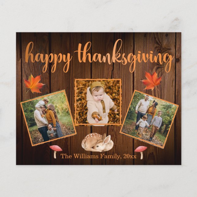 bon thanksgiving rustique 3 photos carte collage (Devant)