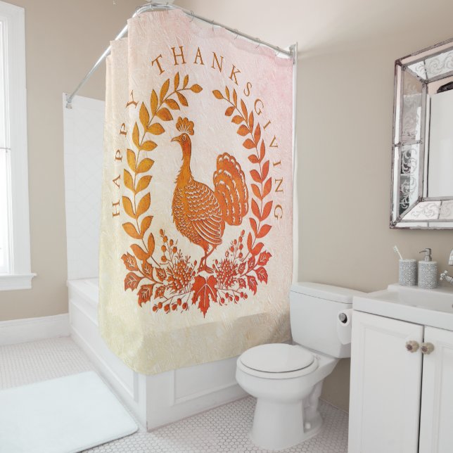 Bon thanksgiving Turquie rideau de douche (En situation)
