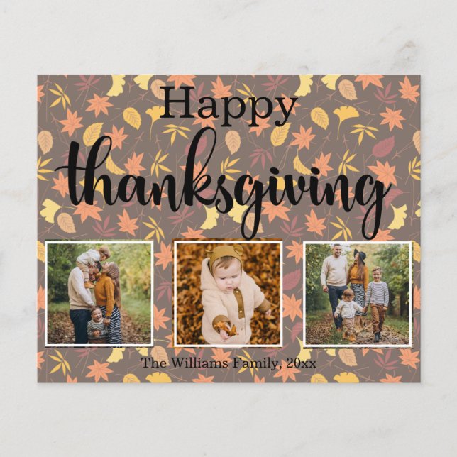 bon thanksgiving vacances 3 photos carte collage (Devant)