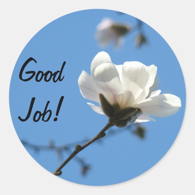 Bon travail! autocollants Ciel bleu blanc Fleur Ma (Devant)