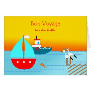 Bon voyage à un frère, Bateaux, Pélicans, Coucher 