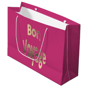 Bon Voyage auf dunkler Rose Große Geschenktüte