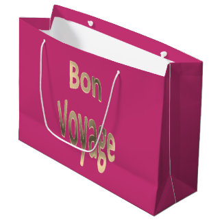 Bon Voyage auf dunkler Rose Große Geschenktüte