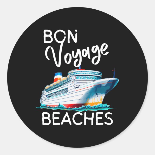 Bon Voyage Beaches Grafisches Kreuzschiff Grafik f Runder Aufkleber (Vorderseite)